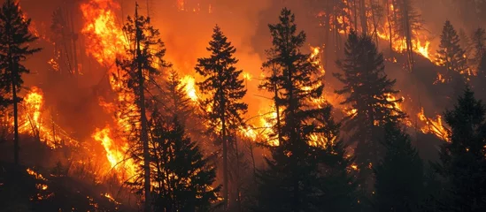 Fotobehang Ongoing large forest fires in British Columbia, Canada, Hawaii, Spain, and Washington. © AkuAku