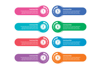 digital and technological interface infographic template. eight option informational templates. business, education, annual report, magazine, web, internet infographic template