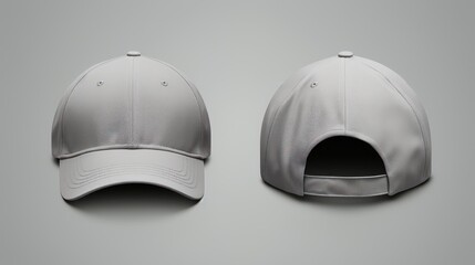  a white baseball cap with a hole in the front and a white baseball cap with a hole in the back.
