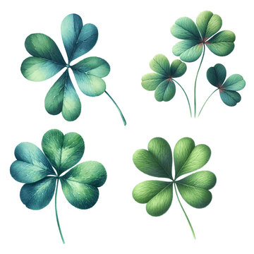 green clover leaf for patrick day card decor watercolor paint