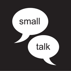 Small talk, smalltalk.  informal, banal and shallow interpersonal communication and conversation. Socialization through language and verbal interaction. Vector illustration.