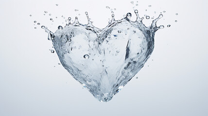 pure flow of splashed water in the shape of a heart - obrazy, fototapety, plakaty