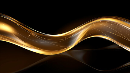 golden line wave on black background