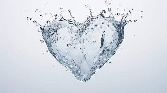 pure flow of splashed water in the shape of a heart