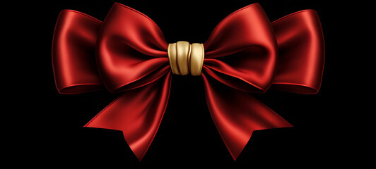 Gift bow with ribbon isolated on black background. AI generative.