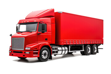 Red cargo truck on transparent background PNG