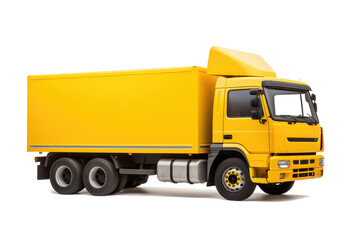 Fototapeta na wymiar Yellow cargo truck on transparent background PNG