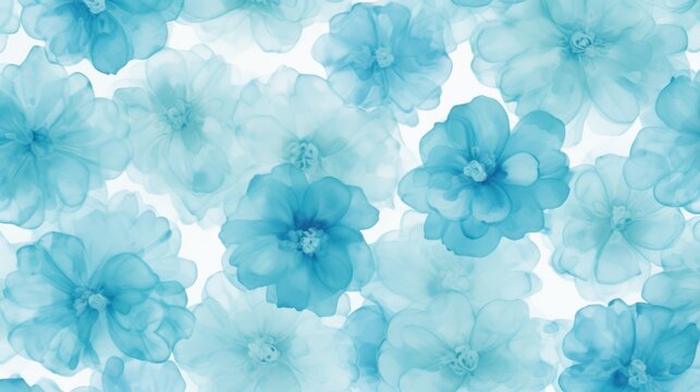  floral light blue pattern on white background. 