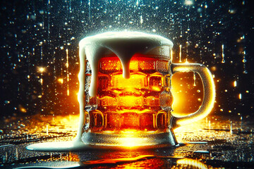 glass of beer on a dark background
