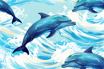 Obraz premium Dolphin background illustration