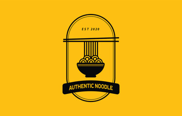 noodle, pasta, spaghetti icon badge logo illustration