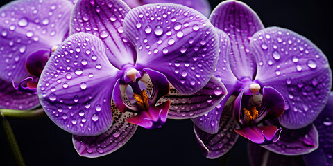 Pink orchid flower petals with water droplets on them is the concept of serenity and spa