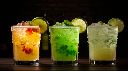 Fototapeta premium Refreshing summer cocktails on a bar counter