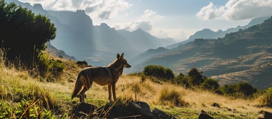 Ethiopian Highlands host the Simien wolf. - obrazy, fototapety, plakaty