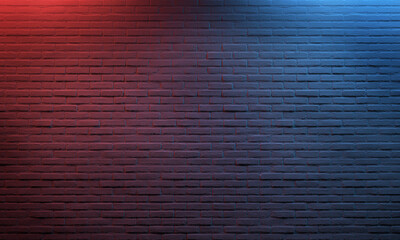 Red blue lighted Brick Wall spot light Brick Wall Texture Background Pattern brick painted white...