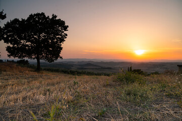 sunset in the mountains, tuscany