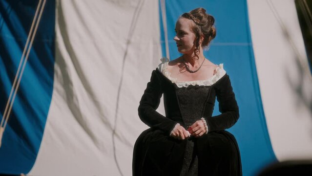 Actress' Captivating Medieval Act Outdoors