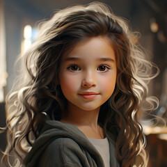Fototapeta premium Portrait of a cute girl. Generative AI