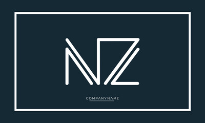 Alphabet letters NZ or ZN logo monogram