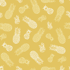 Vector beige tropical pineapple seamless pattern background. Perfect for fabric, scrapbooking, wallpaper projects.