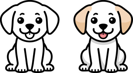 labrador puppy dog cute cartoon happy vector logo