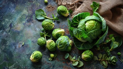 Delicious Brussel Sprouts on a Wooden Table