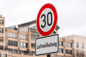 Traffic sign 30 km/h with the inscription 