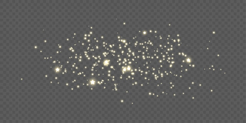 Realistic golden star dust light effect isolated on transparency grid layer. Stock royalty free vector - obrazy, fototapety, plakaty