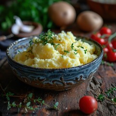 Delicious Mashed Potatoes in a Rustic Setting