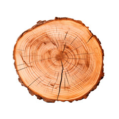 Slice tree trunk isolated on transparent background. AI generated.