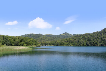 Lake Goygol which means Blue Lake is located in the Goygol national reserve about 50 km from Genja, by car a bit more than 1 hour drive on very good asphalt roads.