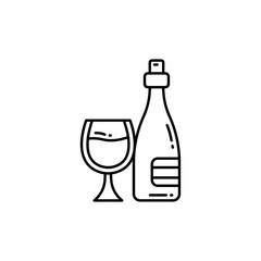 Bottle and glass drink line icon