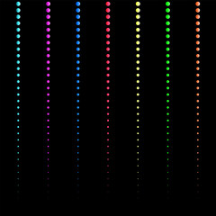 multicolored neon garland on a black background, holiday, new year, abstract background with shining magic lights, vector illustration