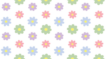 Easter seamless pattern: Easter Floral Array A soft display of colorful flowers in a scattered pattern for Easter