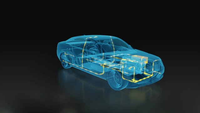 Car Electric System x-ray 3d car inside stock video