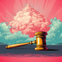 Judge Wood Hammer illustration, auction, flat design, judgment, auction icon