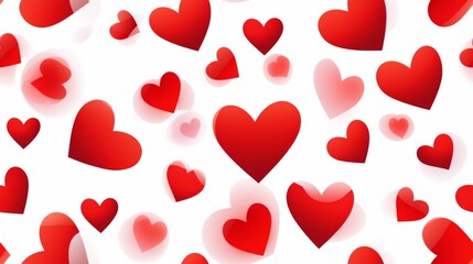 cartoon red hearts, Valentines holiday seamless pattern,white background