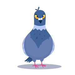 vector illustration of an angry pigeon in cartoon style  Bandit pigeon