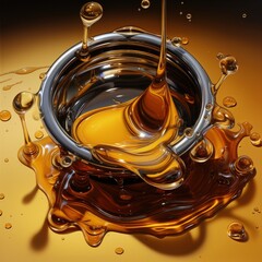 Motor oil in the mechanism of a car engine: care for durability and efficiency. car engine with lubricant oil on repairing. Concept of lubricate motor oil