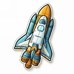 rocket cartoon launcher pop art style illustration, colorful spaceship cosmic book