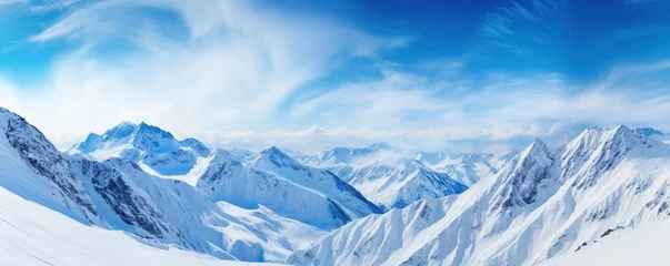 Fotobehang Panorama of snowy mountains in winter © Doni_Art