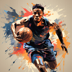 basketball player illustration, design man,pop art cartoon