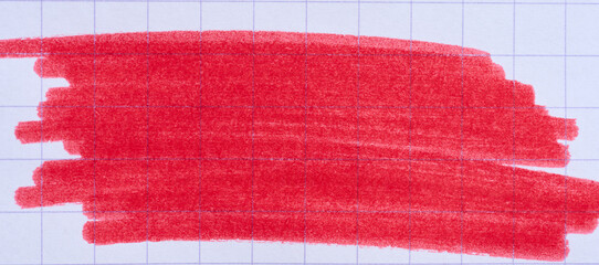 Hatching with a red felt-tip pen on a sheet of checkered paper