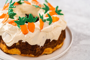 Carrot bundt cake with cream cheese frosting