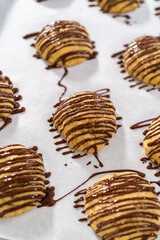 Banana cookies with chocolate drizzle