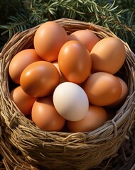 Bunch of eggs in a basket