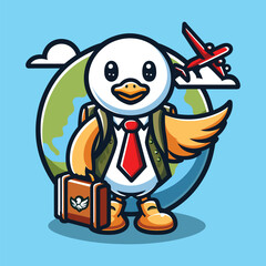 Free vector cute duck celebrate world wildlife day cartoon vector flat isolated illustration