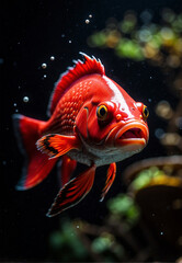 red fish swimming on a dark background, wallpaper