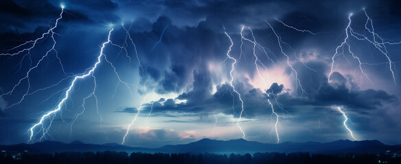 lightning over the country side - obrazy, fototapety, plakaty