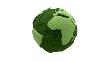 Planet Earth made from fabric and yarn, globe, homemade style, homemade, sustainable, sustainability, plastic-free, environmentally friendly, Sustainable clothing production and Textiles